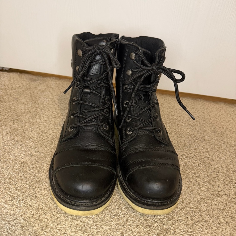 Harley-Davidson Marconi Black Leather Lace-Up Motorcycle Boots - Picture 4 of 12